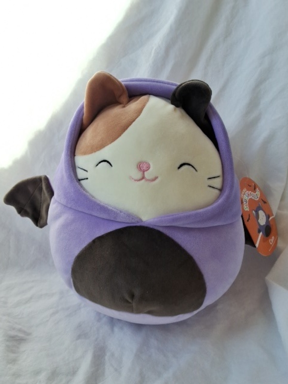 Squishmallows 8" Cam the Cat With Purple Bat Costume/Hoodie, NWT.